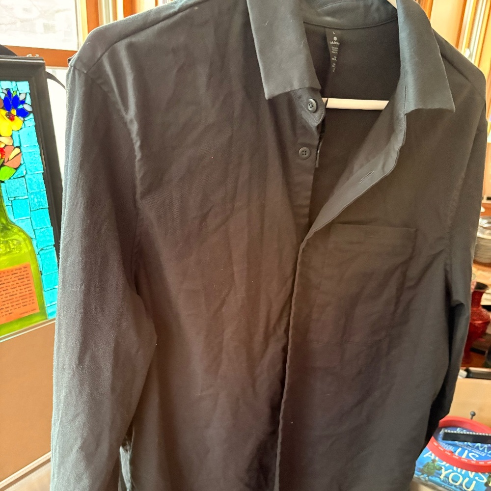 Lululemon Performance Stretch Buttondown Casual Dress Shirt Dark Gray Women’s LG
